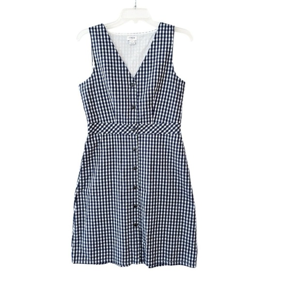 J. Crew Factory V-neck Button-front Dress in Gingham - Picture 1 of 12